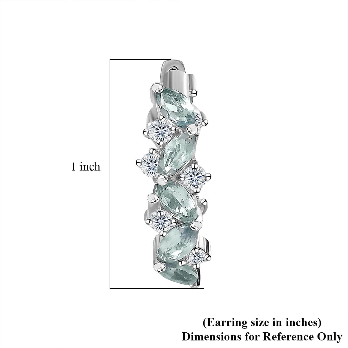 Aqua Kyanite and White Zircon Hoop Earring in Platinum Over Sterling Silver 7.00 ctw