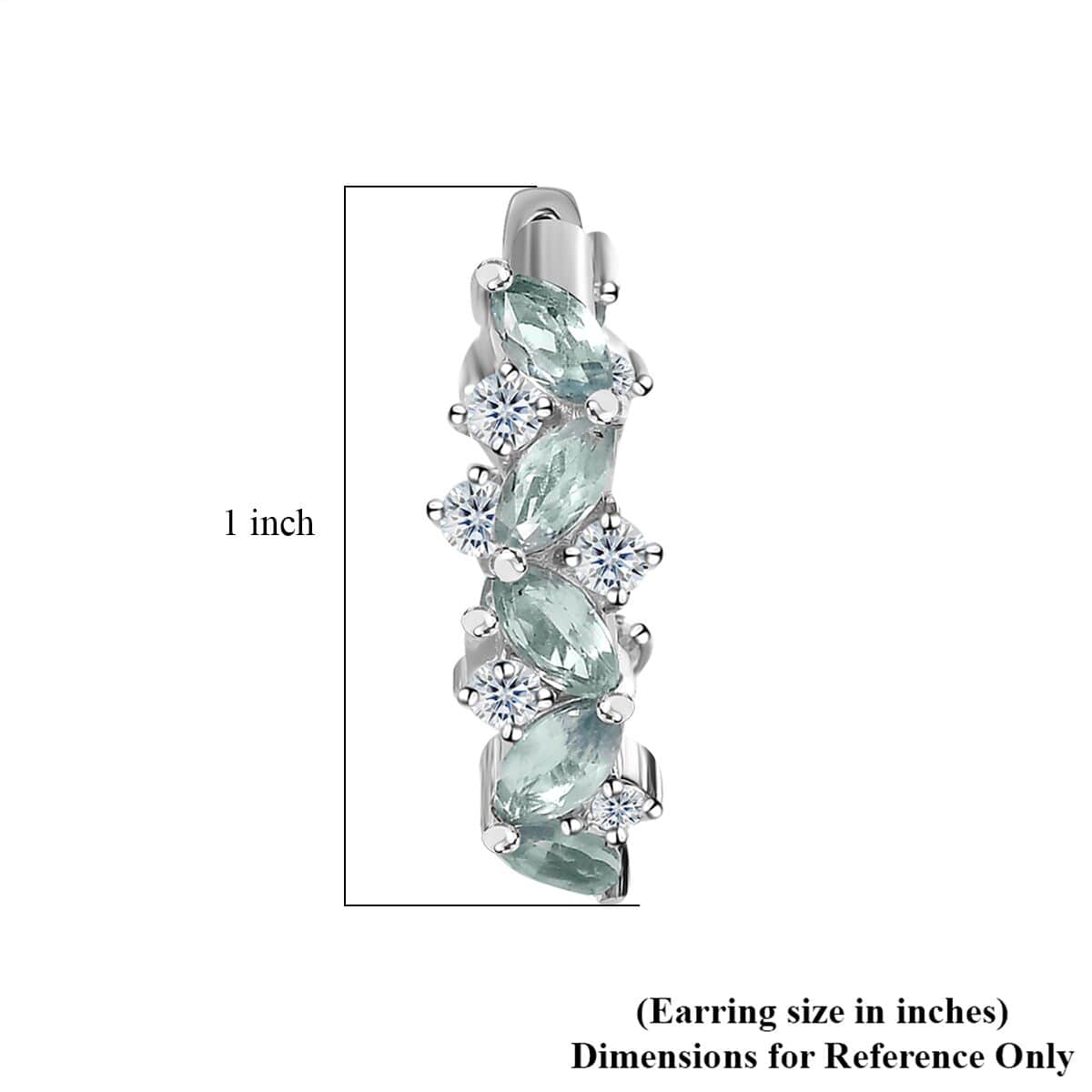 Aqua Kyanite and White Zircon Hoop Earring in Platinum Over Sterling Silver 7.00 ctw image number 4