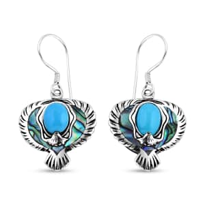 Bali Legacy Sleeping Beauty Turquoise and Abalone Shell Eagle Earrings in Sterling Silver 3.70 ctw