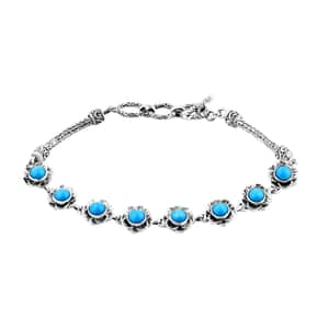 Bali Legacy Sleeping Beauty Turquoise Toggle Clasp Bracelet in Sterling Silver (6.50-8.0In) 4.00 ctw