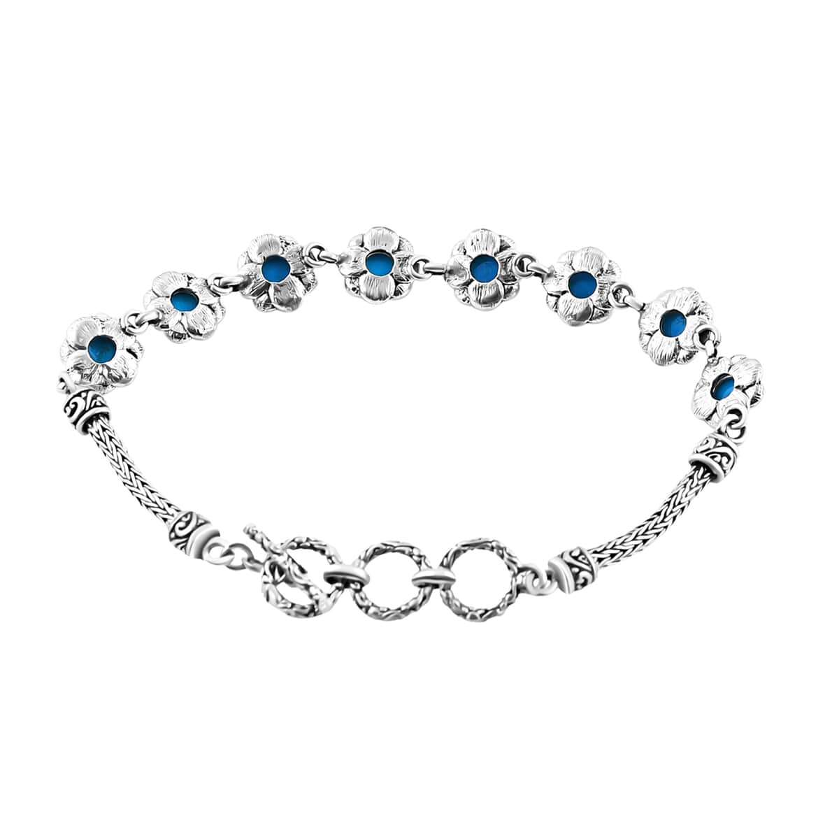 Bali Legacy Sleeping Beauty Turquoise Toggle Clasp Bracelet in Sterling Silver (6.50-8.0In) 4.00 ctw image number 3