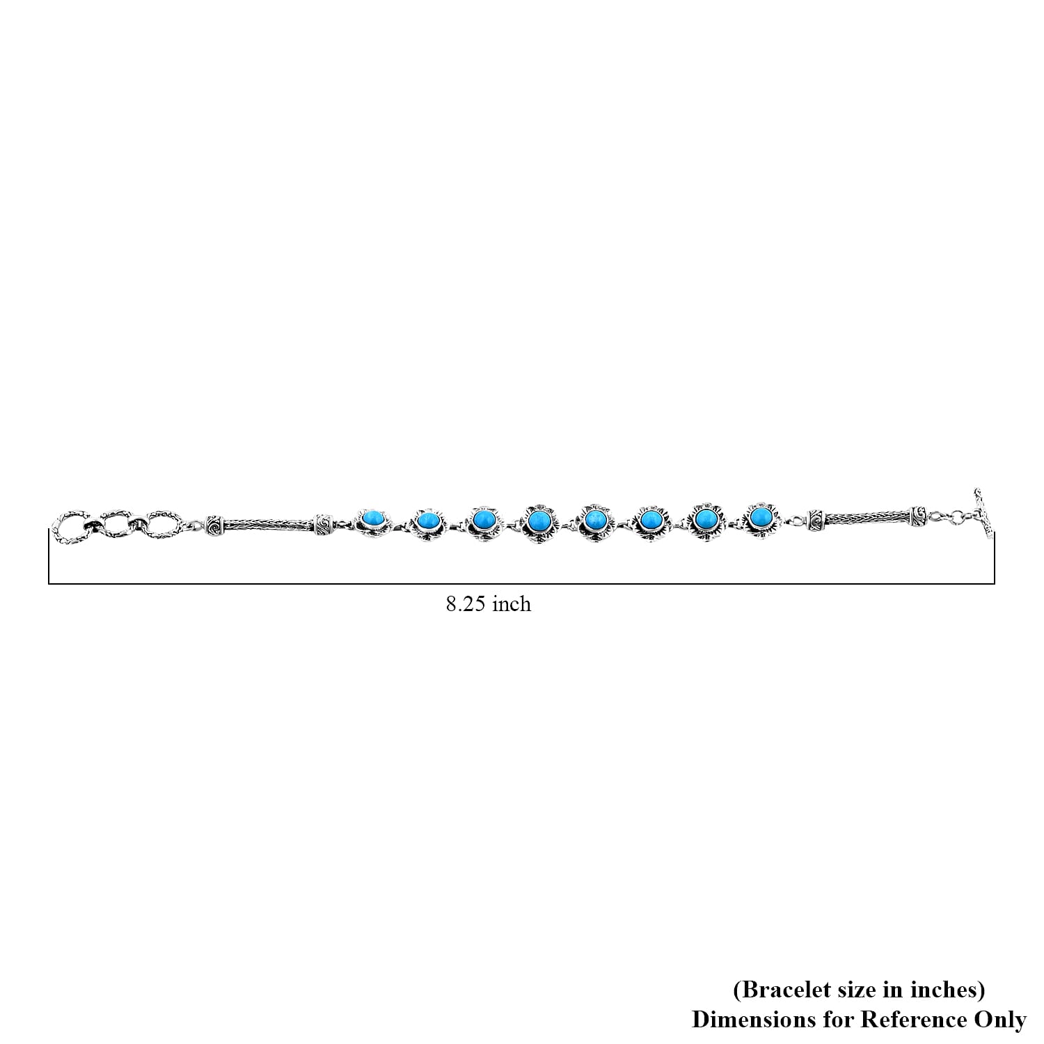 Bali Legacy Sleeping Beauty Turquoise Toggle Clasp Bracelet in Sterling Silver (6.50-8.0In) 4.00 ctw