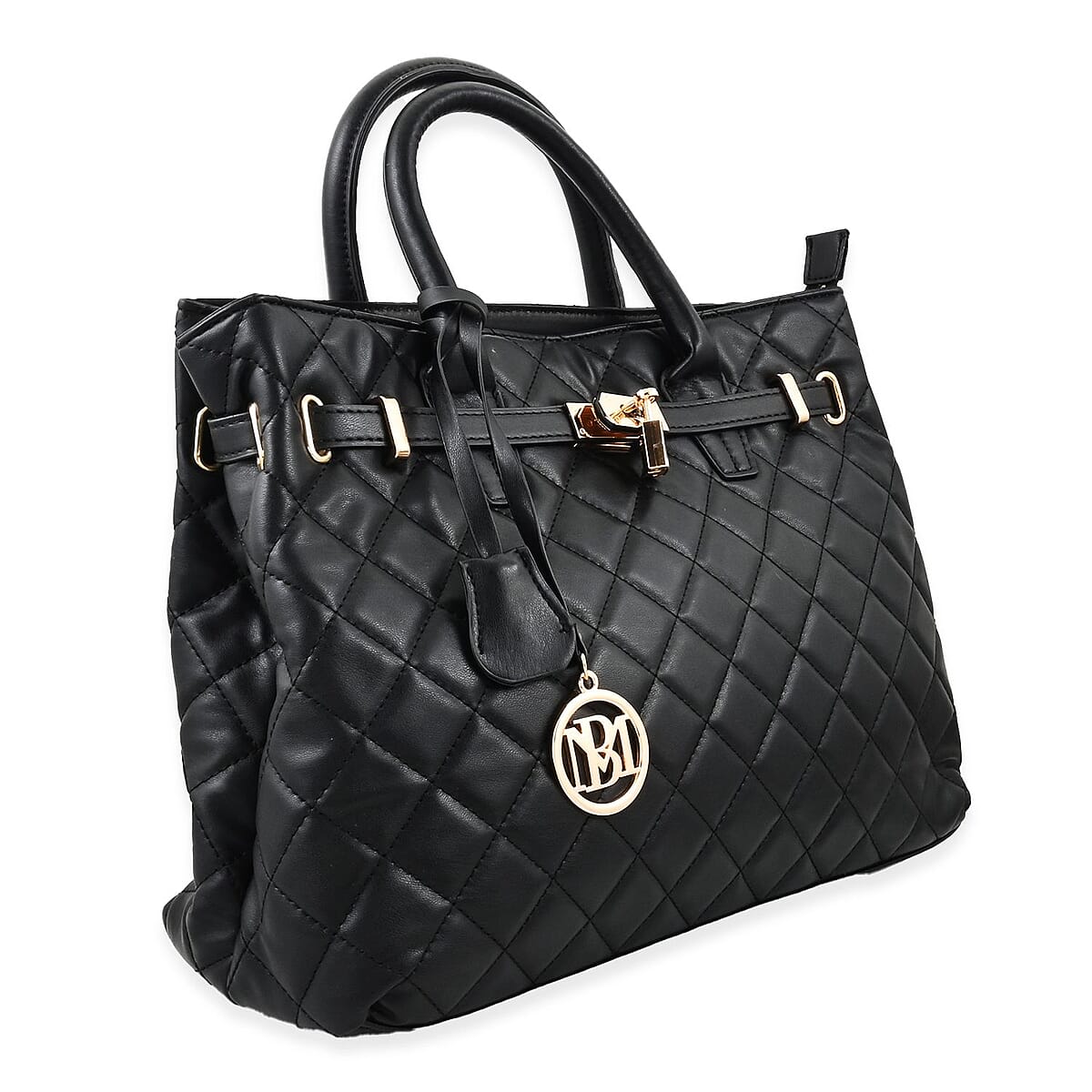 Badgley Mischka Black Vegan Leather Quilted Shoulder Bag image number 1