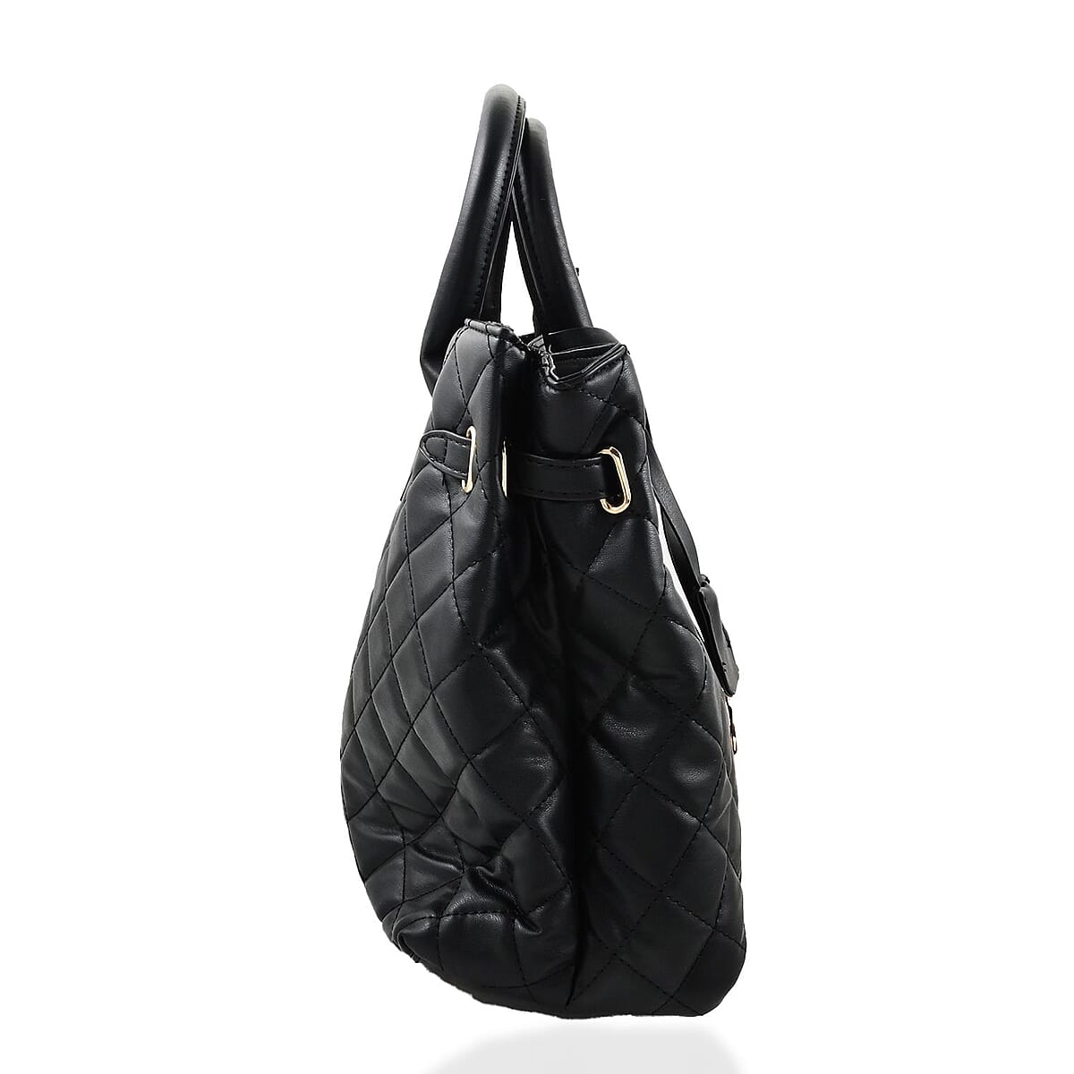 Badgley Mischka Black Vegan Leather Quilted Shoulder Bag image number 2