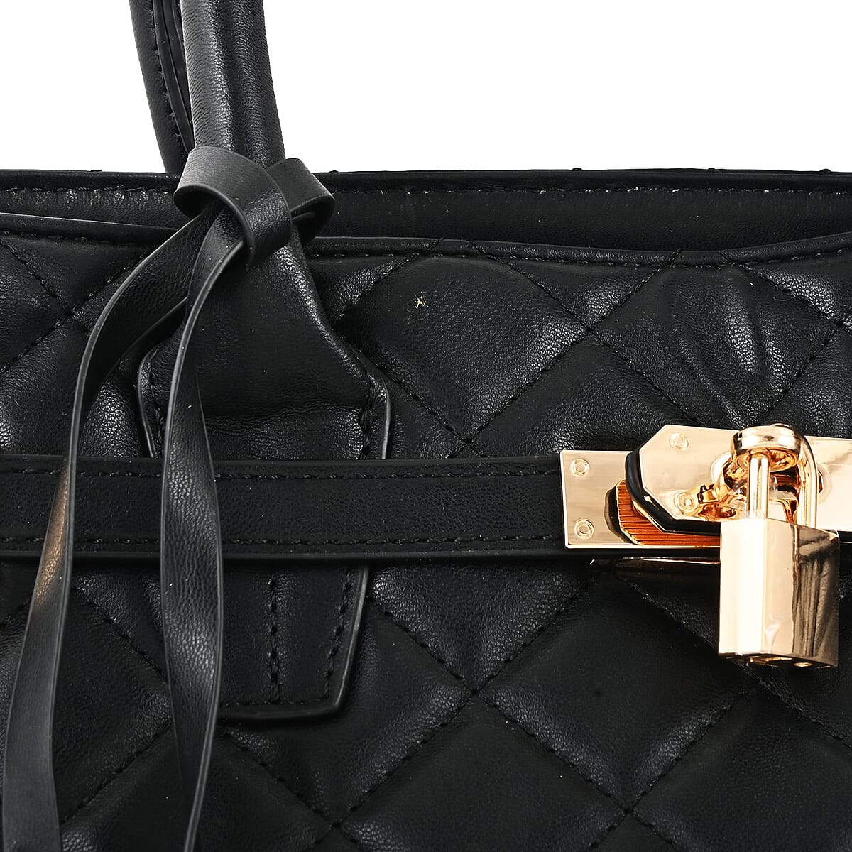Badgley Mischka Black Vegan Leather Quilted Shoulder Bag image number 5