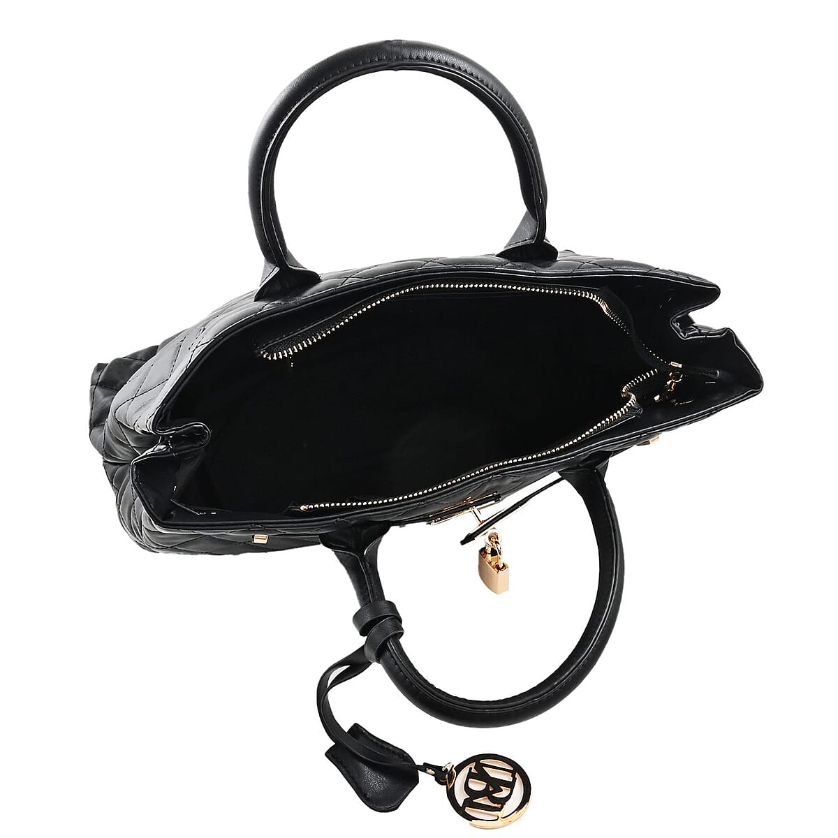 Badgley Mischka Black Vegan Leather Quilted Shoulder Bag image number 6