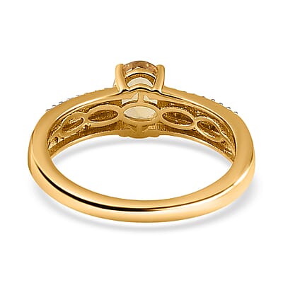 Brazilian Heliodor, Brown and White Zircon Ring in Vermeil Yellow Gold Over Sterling Silver (Size 10.0) 1.00 ctw