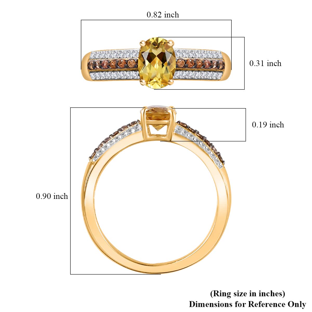 Brazilian Heliodor, Brown and White Zircon Ring in Vermeil Yellow Gold Over Sterling Silver (Size 10.0) 1.00 ctw image number 5