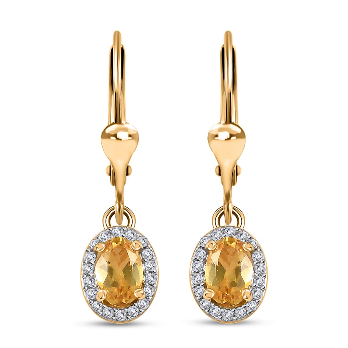Brazilian Heliodor and White Zircon Lever Back Earrings in Vermeil Yellow Gold Over Sterling Silver 1.10 ctw image number 0