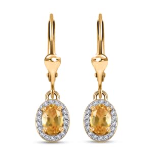 Brazilian Heliodor and White Zircon Lever Back Earrings in Vermeil Yellow Gold Over Sterling Silver 1.10 ctw