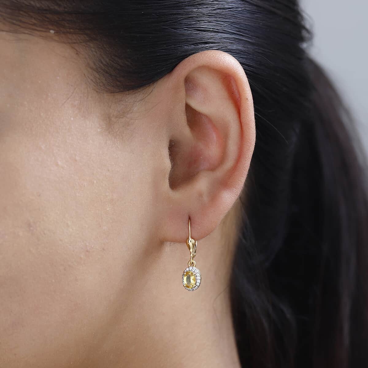 Brazilian Heliodor and White Zircon Lever Back Earrings in Vermeil Yellow Gold Over Sterling Silver 1.10 ctw image number 2