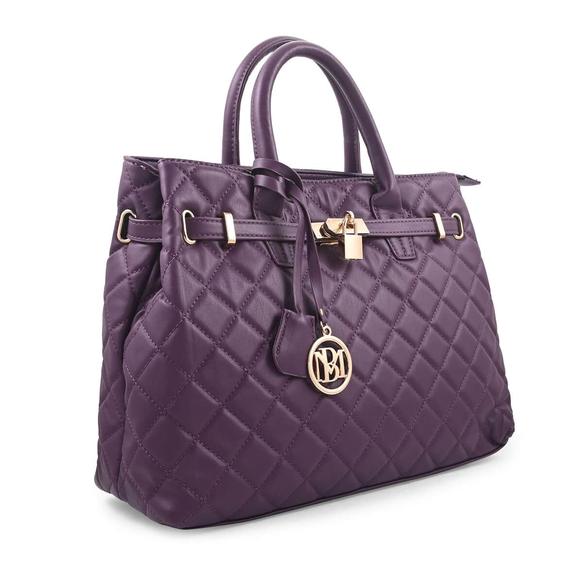 Badgley Mischka Plum Vegan Leather Quilted Shoulder Bag image number 1