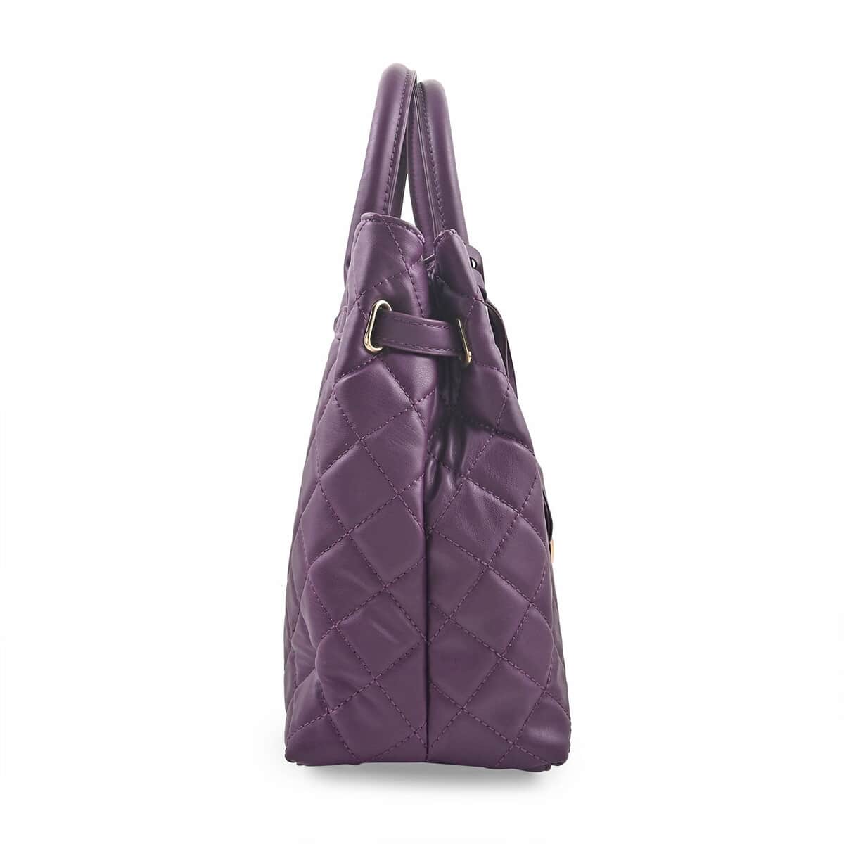 Badgley Mischka Plum Vegan Leather Quilted Shoulder Bag image number 2