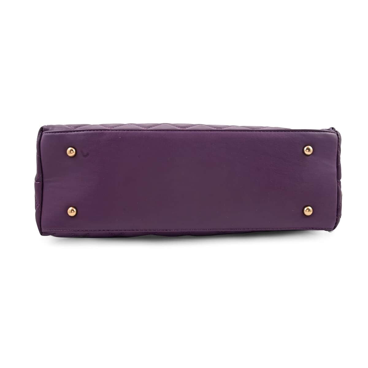 Badgley Mischka Plum Vegan Leather Quilted Shoulder Bag image number 3