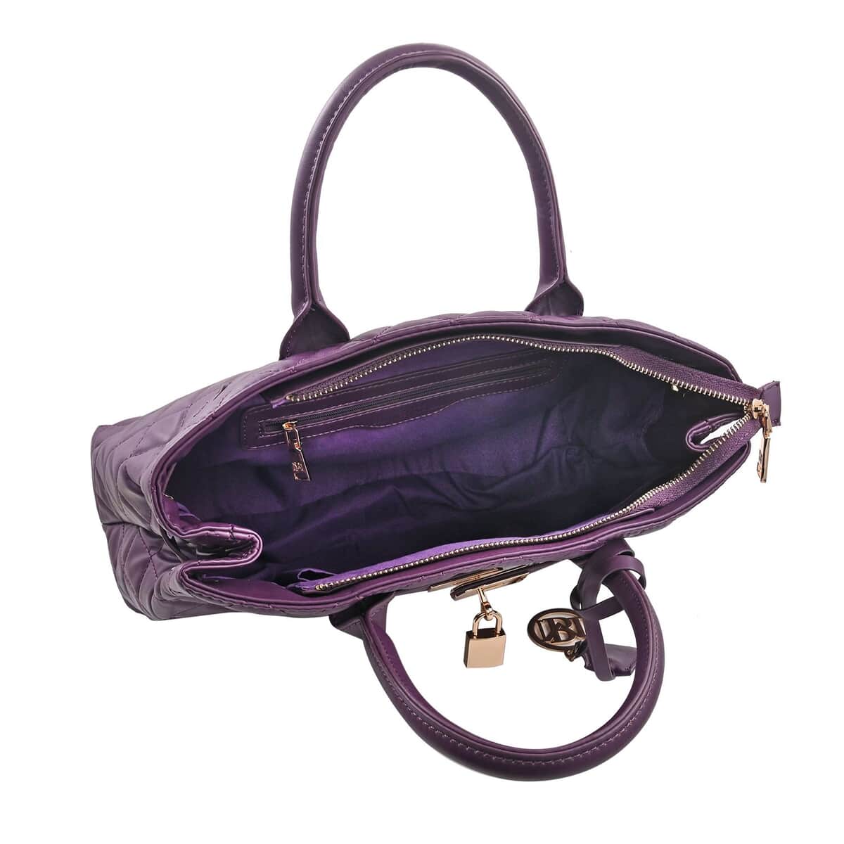 Badgley Mischka Plum Vegan Leather Quilted Shoulder Bag image number 4