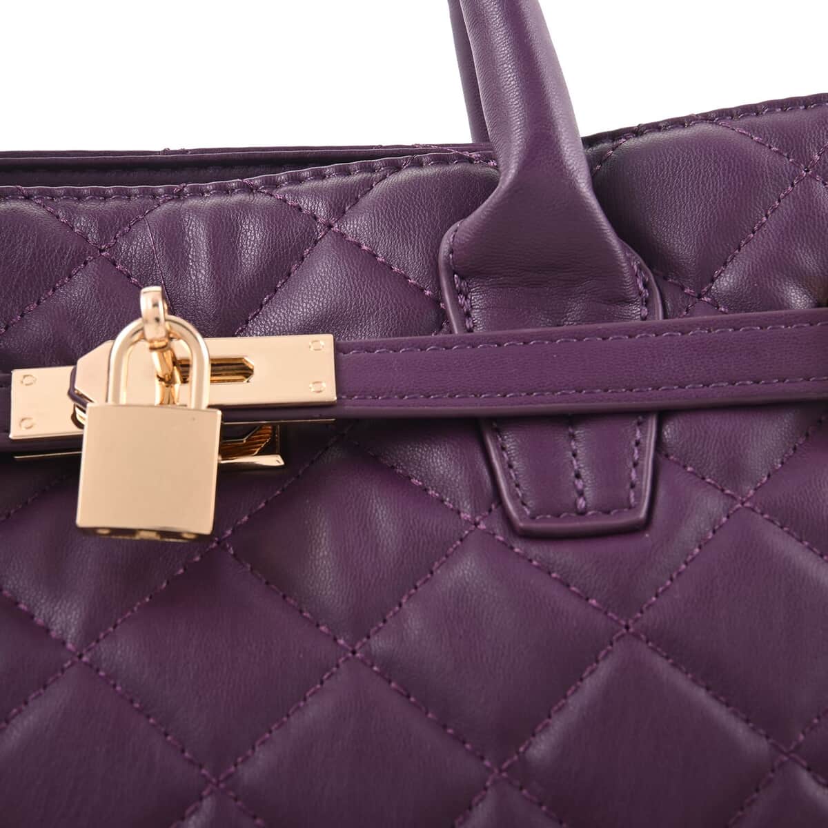 Badgley Mischka Plum Vegan Leather Quilted Shoulder Bag image number 5