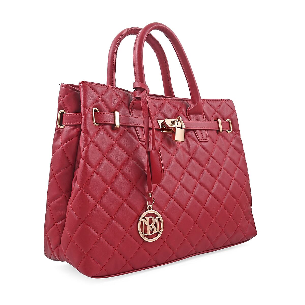 Badgley Mischka Brick Red Vegan Leather Quilted Shoulder Bag image number 1