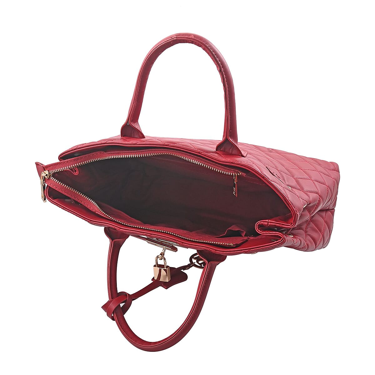 Badgley Mischka Brick Red Vegan Leather Quilted Shoulder Bag image number 4