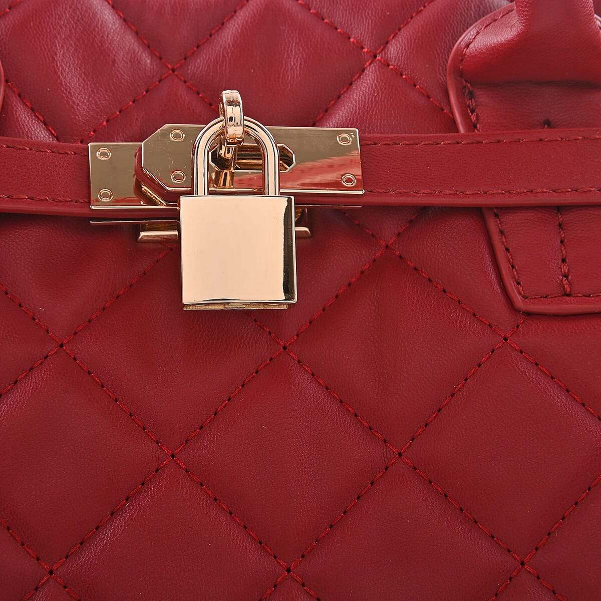 Badgley Mischka Brick Red Vegan Leather Quilted Shoulder Bag image number 5