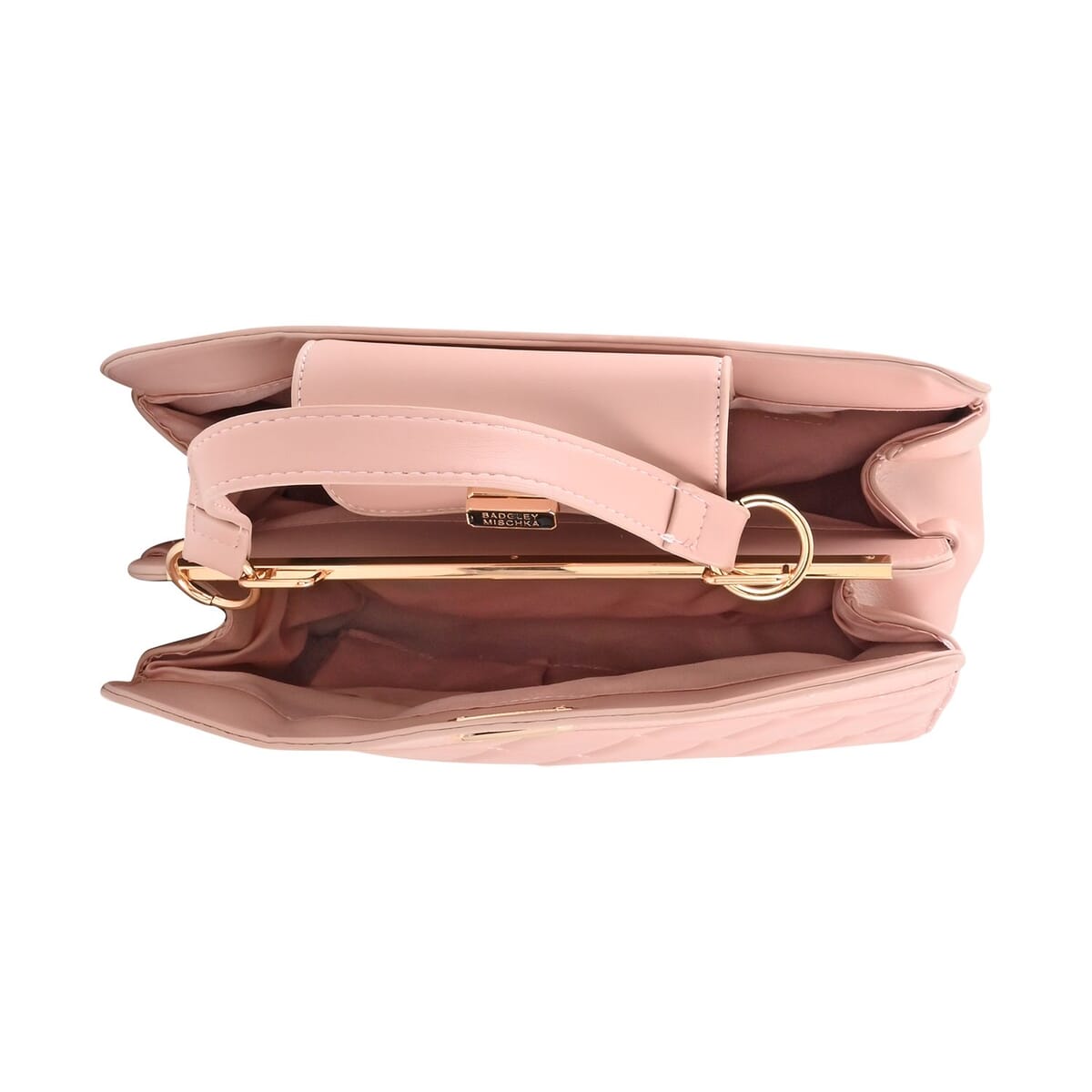 Badgley Mishka Blush Vegan Leather Double Compartment Shoulder Bag with Turn Lock and Detachable Strap (11"x9"x6") image number 4