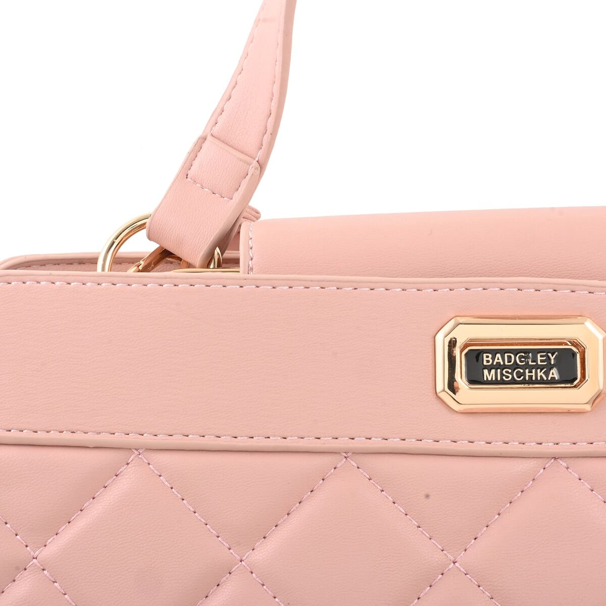 Badgley Mishka Blush Vegan Leather Double Compartment Shoulder Bag with Turn Lock and Detachable Strap (11"x9"x6") image number 5