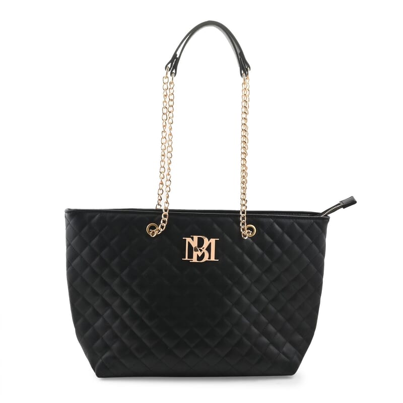 Badgley Mischka Black Vegan Leather Quilted Tote Bag