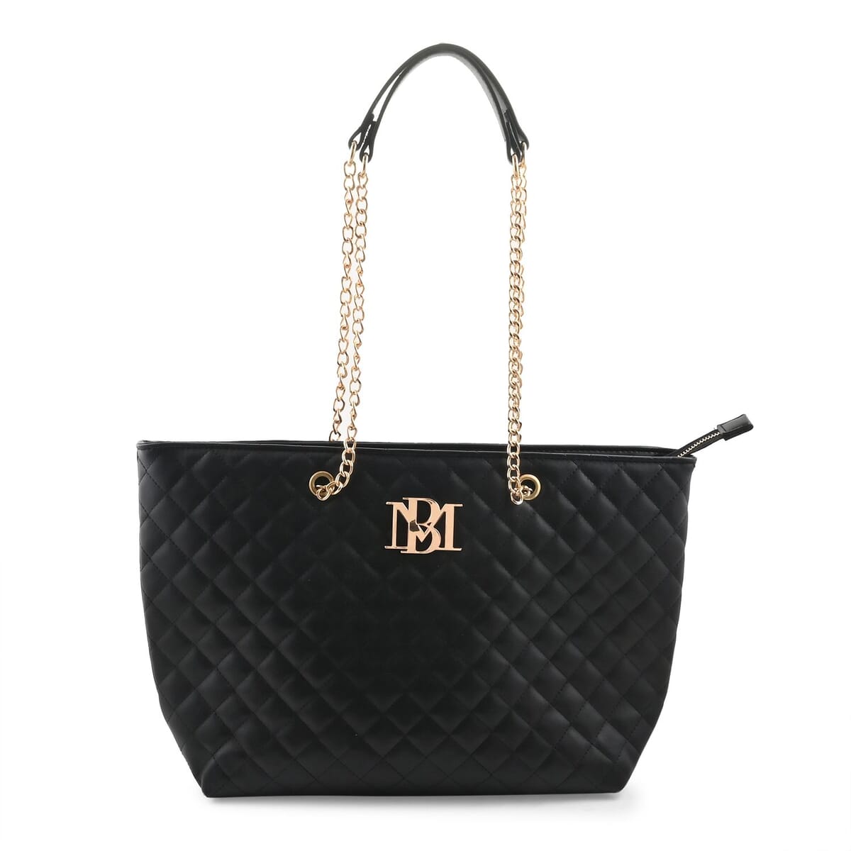 Badgley Mischka Black Vegan Leather Quilted Tote Bag image number 0