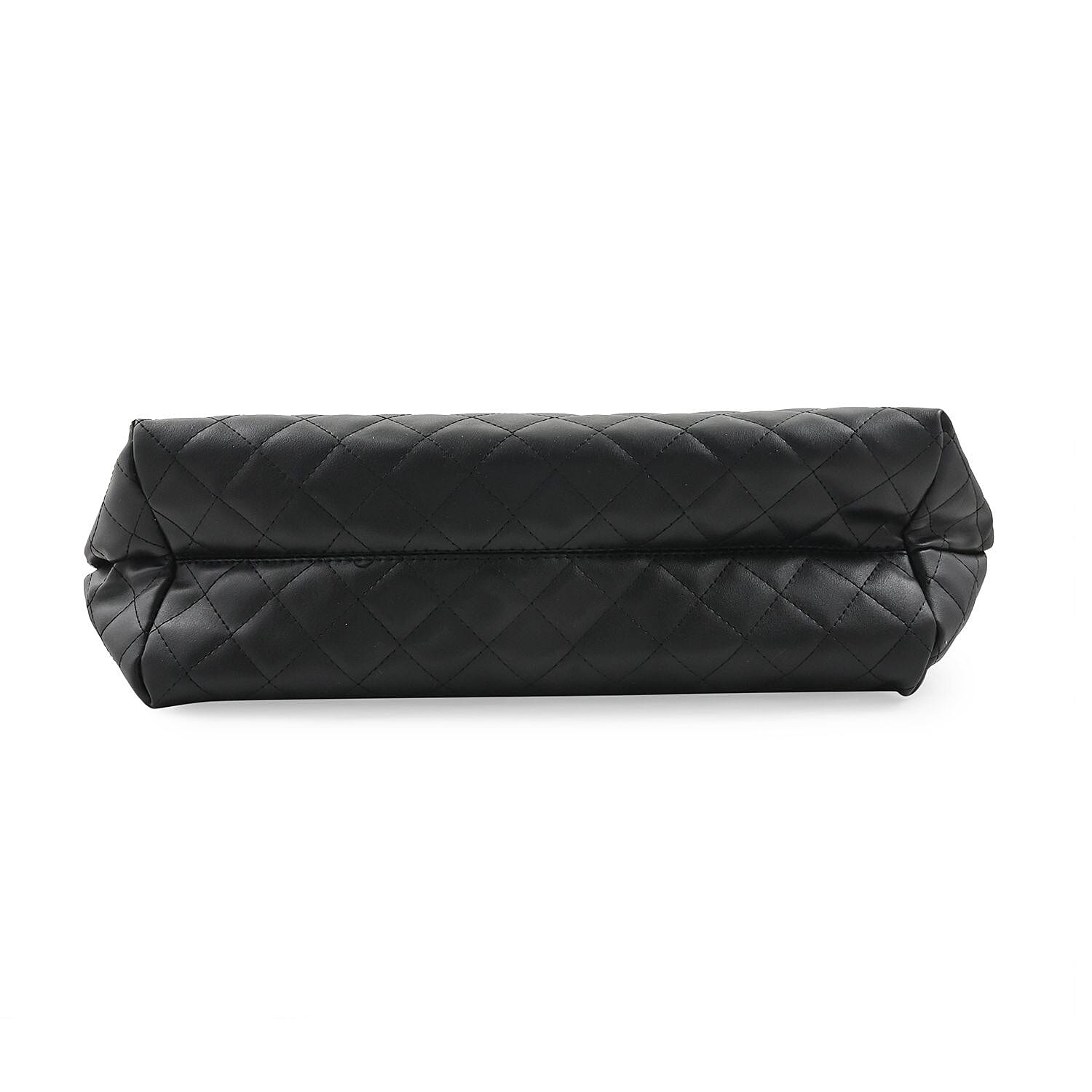 Badgley Mischka Black Vegan Leather Quilted Tote Bag