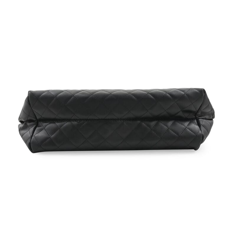 Badgley Mischka Black Vegan Leather Quilted Tote Bag