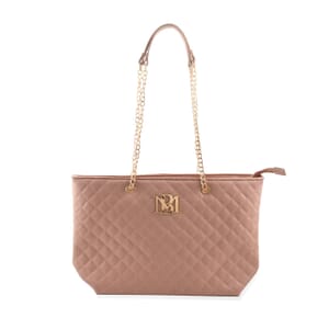 Badgley Mischka Blush Vegan Leather Quilted Tote Bag