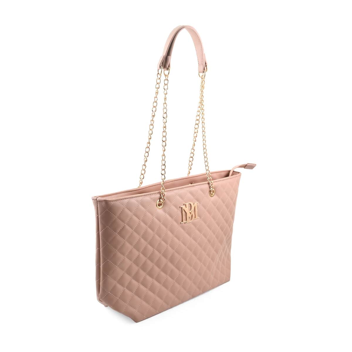 Badgley Mischka Blush Vegan Leather Quilted Tote Bag image number 1