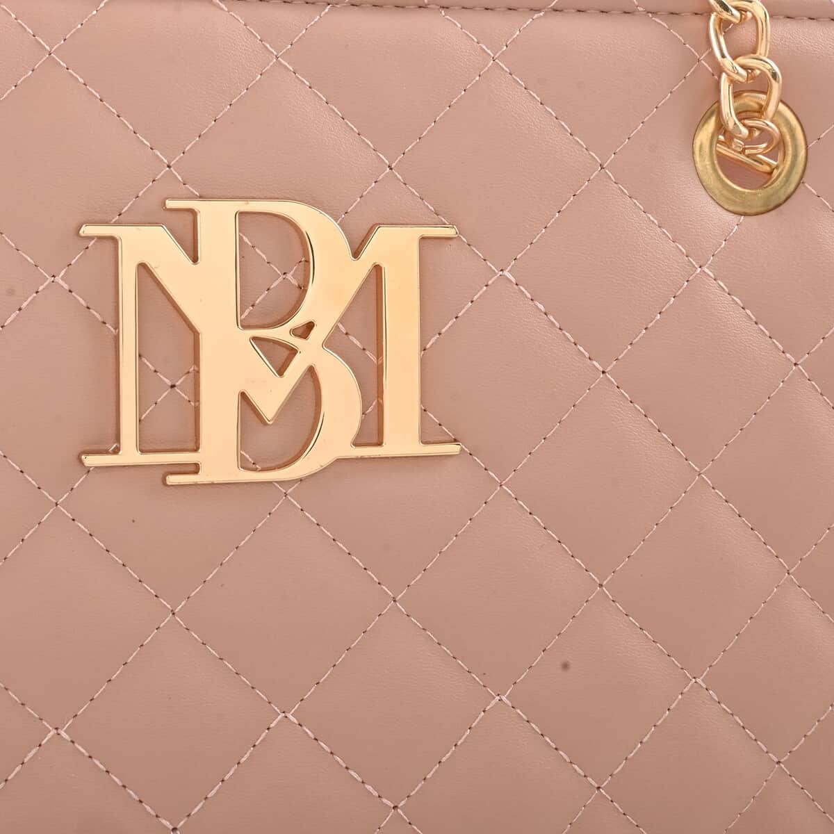 Badgley Mischka Blush Vegan Leather Quilted Tote Bag image number 5