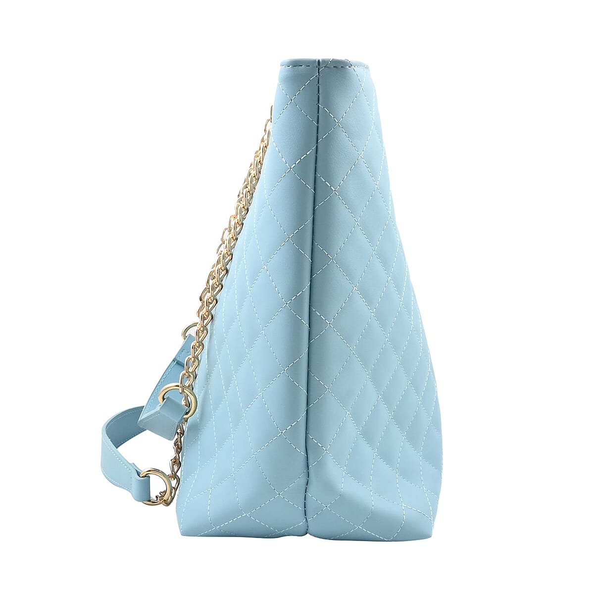 Badgley Mischka Light Blue Vegan Leather Quilted Tote Bag image number 2