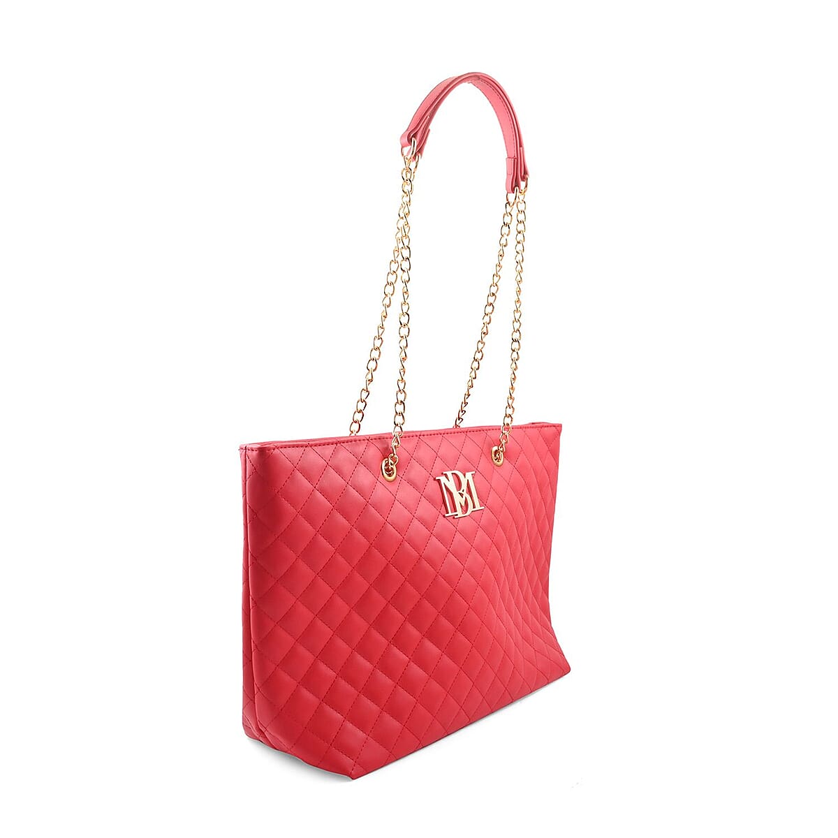 Badgley Mischka Red Vegan Leather Quilted Tote Bag image number 1