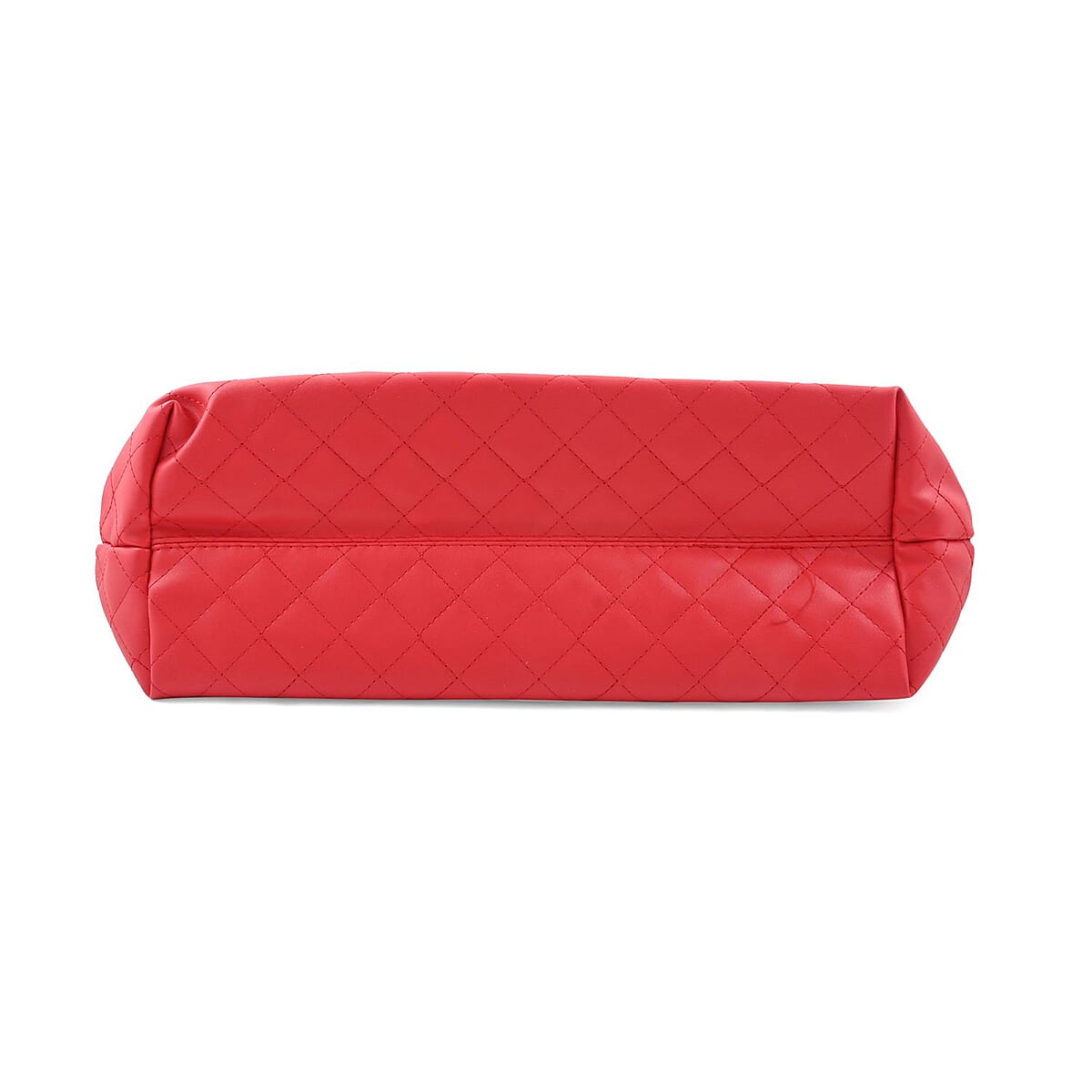 Badgley Mischka Red Vegan Leather Quilted Tote Bag image number 3