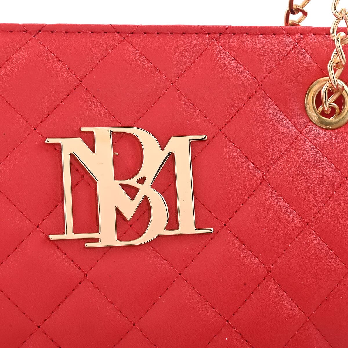 Badgley Mischka Red Vegan Leather Quilted Tote Bag image number 5