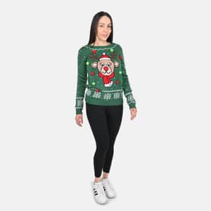 Tamsy Green Reindeer Sweater - M