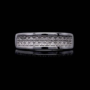 White Diamond 0.18 ctw Ring in Platinum Over Sterling Silver (Size 10)