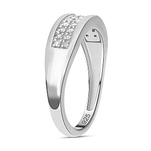 White Diamond 0.18 ctw Ring in Platinum Over Sterling Silver (Size 10)