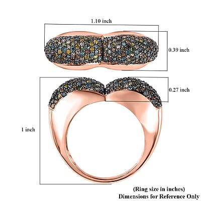 GP Amore Collection Multi Diamond Ring in Vermeil Rose Gold Over Sterling Silver (Size 10.0) 1.00 ctw