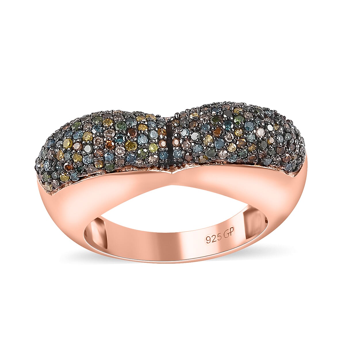 GP Amore Collection Multi Diamond Ring in Vermeil Rose Gold Over Sterling Silver (Size 8.0) 1.00 ctw image number 0