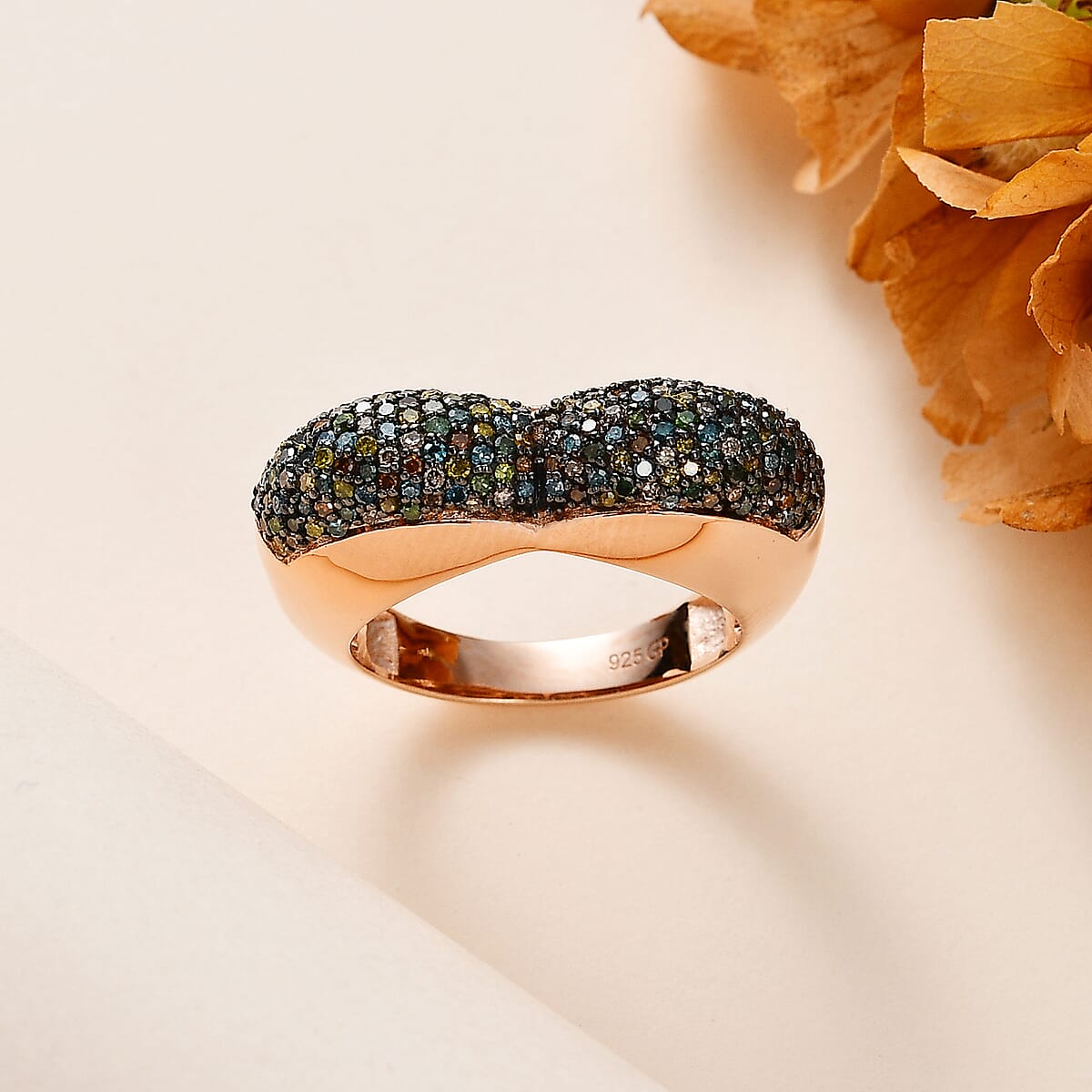 GP Amore Collection Multi Diamond Ring in Vermeil Rose Gold Over Sterling Silver (Size 8.0) 1.00 ctw image number 1