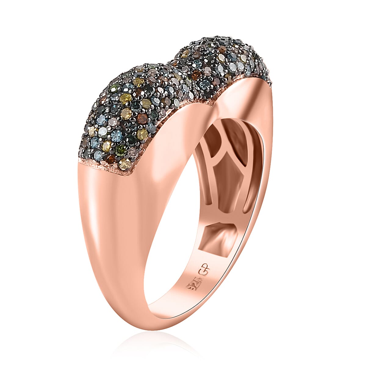GP Amore Collection Multi Diamond Ring in Vermeil Rose Gold Over Sterling Silver (Size 8.0) 1.00 ctw image number 3