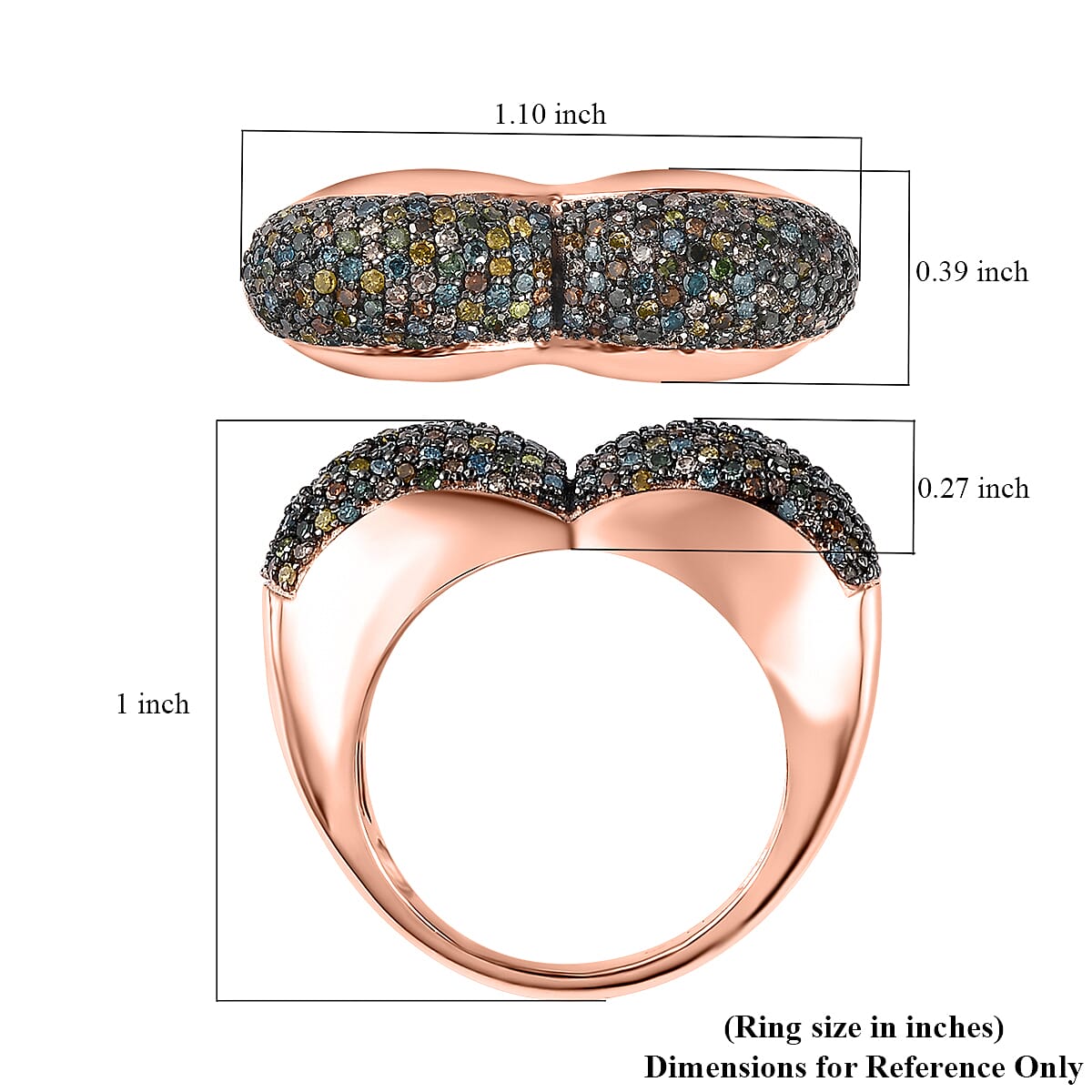 GP Amore Collection Multi Diamond Ring in Vermeil Rose Gold Over Sterling Silver (Size 8.0) 1.00 ctw image number 5