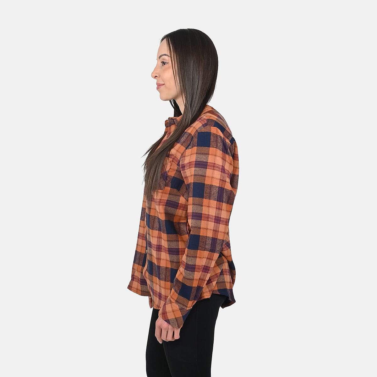Victory Sportswear Tan and Blue Color Cotton Flannel Shirts -L image number 2