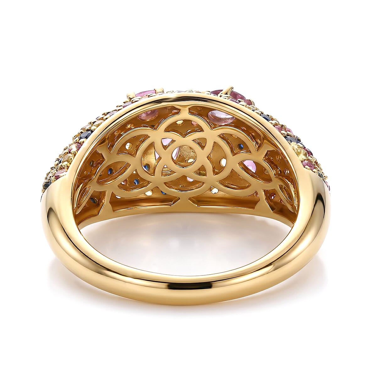 Multi Sapphire 2.50 ctw Ring in 18K Vermeil Yellow Gold Over Sterling Silver (Size 6.0)