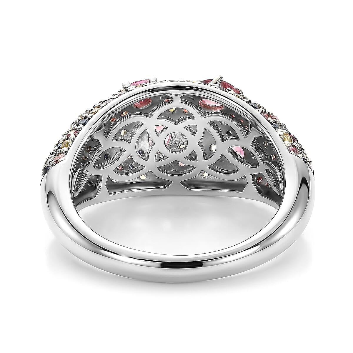 Multi Sapphire 2.50 ctw Ring in Rhodium Over Sterling Silver (Size 5.0)