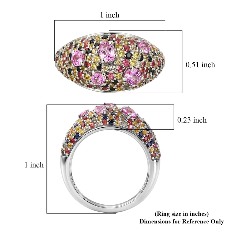 Multi Sapphire 2.50 ctw Ring in Rhodium Over Sterling Silver (Size 7.0)