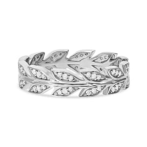 White Diamond 0.33 ctw Ring in Platinum Over Sterling Silver (Size 8.0)
