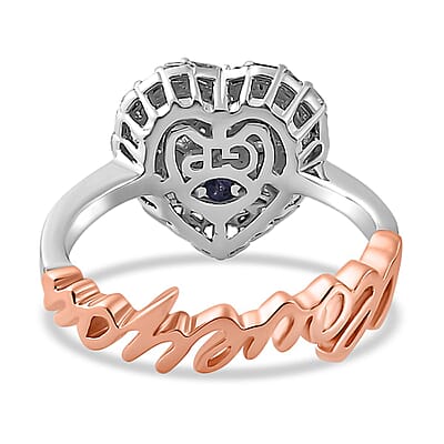GP Amore Collection Diamond I Love You Heart Ring Vermeil RG and Platinum Over Sterling Silver (Size 10.0) 0.35 ctw